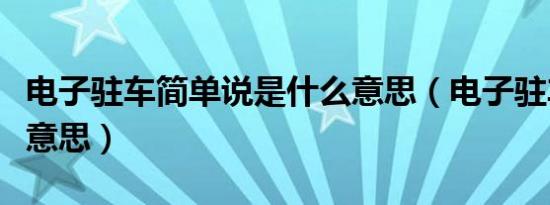 电子驻车简单说是什么意思（电子驻车是什么意思）