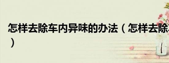 怎样去除车内异味的办法（怎样去除车内异味）