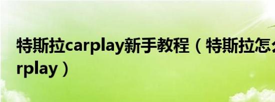 特斯拉carplay新手教程（特斯拉怎么实现carplay）