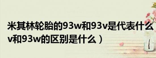 米其林轮胎的93w和93v是代表什么（轮胎93v和93w的区别是什么）