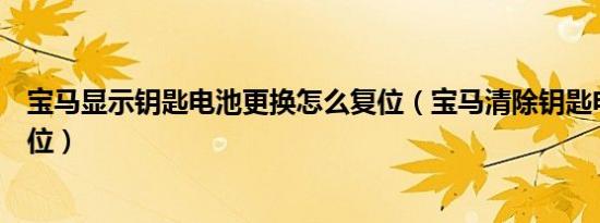 宝马显示钥匙电池更换怎么复位（宝马清除钥匙电池如何复位）