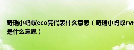 奇瑞小蚂蚁eco亮代表什么意思（奇瑞小蚂蚁rvm黄灯亮着是什么意思）