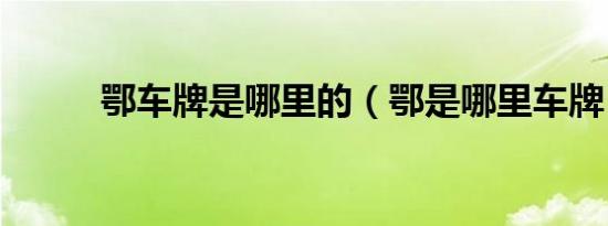 鄂车牌是哪里的（鄂是哪里车牌）