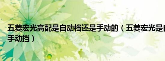 五菱宏光高配是自动档还是手动的（五菱宏光是自动挡还是手动挡）