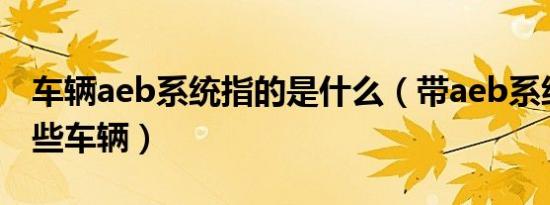 车辆aeb系统指的是什么（带aeb系统的有哪些车辆）