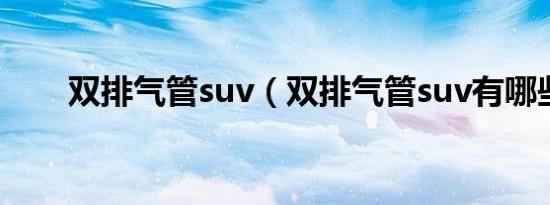 双排气管suv（双排气管suv有哪些）
