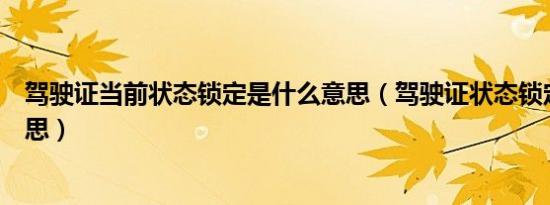 驾驶证当前状态锁定是什么意思（驾驶证状态锁定是什么意思）