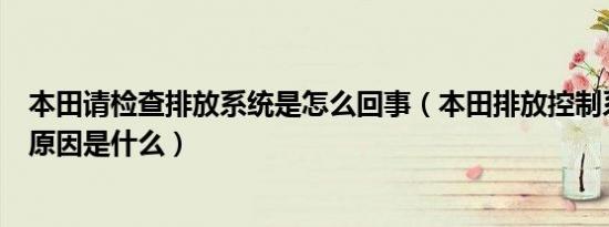 本田请检查排放系统是怎么回事（本田排放控制系统故障的原因是什么）