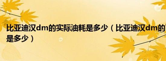 比亚迪汉dm的实际油耗是多少（比亚迪汉dm的百公里油耗是多少）