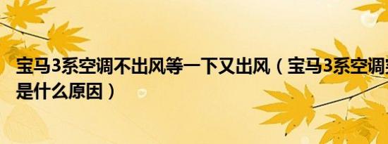 宝马3系空调不出风等一下又出风（宝马3系空调突然不出风是什么原因）