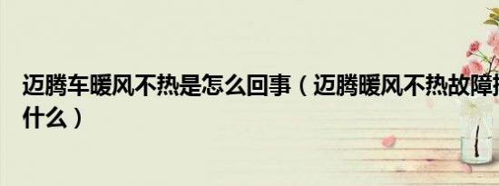 迈腾车暖风不热是怎么回事（迈腾暖风不热故障排除方法是什么）