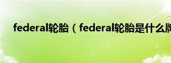 federal轮胎（federal轮胎是什么牌子）