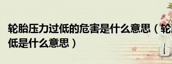 轮胎压力过低的危害是什么意思（轮胎压力过低是什么意思）