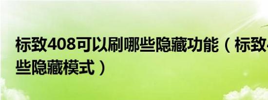 标致408可以刷哪些隐藏功能（标致408刷哪些隐藏模式）