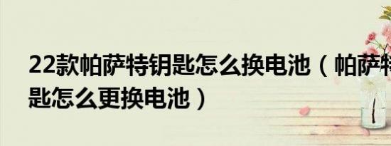 22款帕萨特钥匙怎么换电池（帕萨特遥控钥匙怎么更换电池）