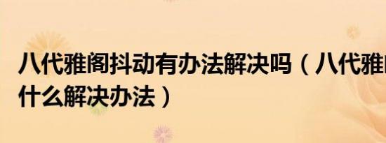八代雅阁抖动有办法解决吗（八代雅阁抖动有什么解决办法）