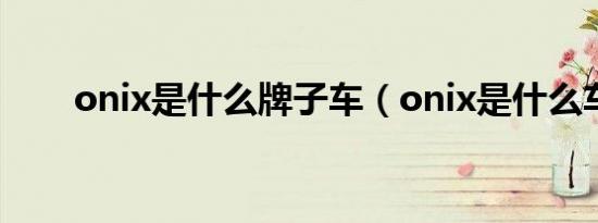 onix是什么牌子车（onix是什么车）