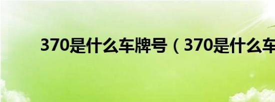 370是什么车牌号（370是什么车）