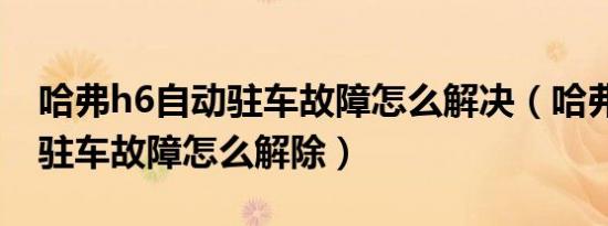 哈弗h6自动驻车故障怎么解决（哈弗h6自动驻车故障怎么解除）