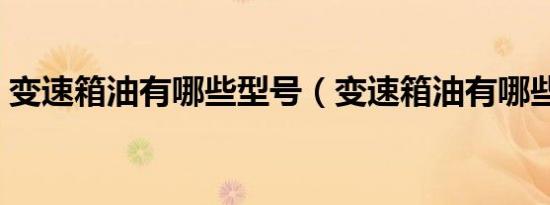 变速箱油有哪些型号（变速箱油有哪些型号）