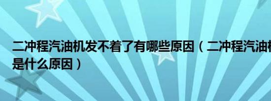 二冲程汽油机发不着了有哪些原因（二冲程汽油机打不着火是什么原因）
