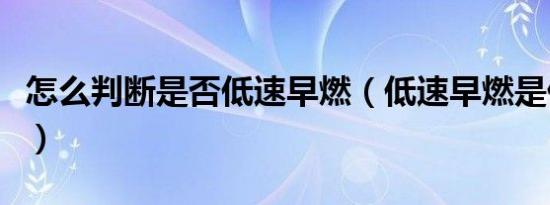 怎么判断是否低速早燃（低速早燃是什么意思）