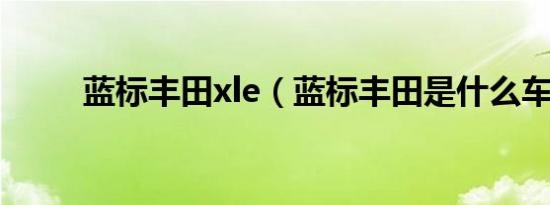 蓝标丰田xle（蓝标丰田是什么车）