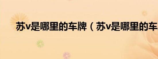 苏v是哪里的车牌（苏v是哪里的车牌）