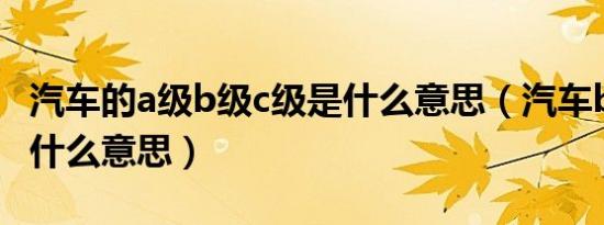 汽车的a级b级c级是什么意思（汽车b级c级是什么意思）