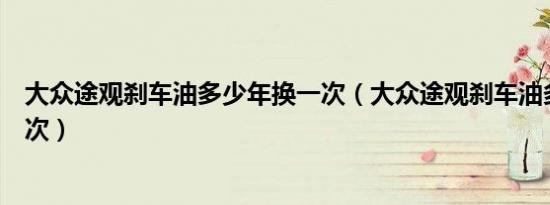 大众途观刹车油多少年换一次（大众途观刹车油多久更换一次）