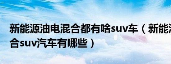 新能源油电混合都有啥suv车（新能源油电混合suv汽车有哪些）