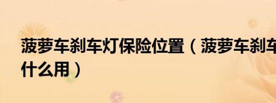 菠萝车刹车灯保险位置（菠萝车刹车ABS起什么用）