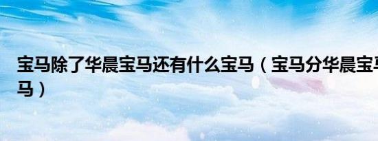宝马除了华晨宝马还有什么宝马（宝马分华晨宝马和什么宝马）