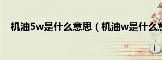 机油5w是什么意思（机油w是什么意思）