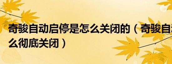 奇骏自动启停是怎么关闭的（奇骏自动启停怎么彻底关闭）