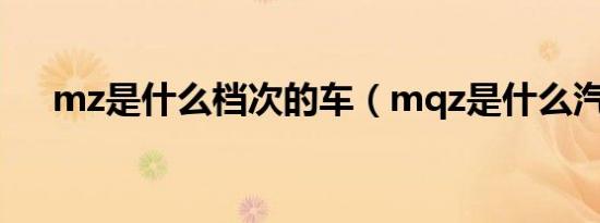 mz是什么档次的车（mqz是什么汽车）