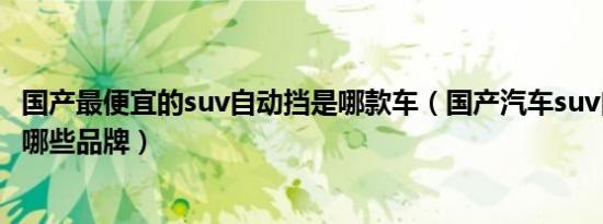 国产最便宜的suv自动挡是哪款车（国产汽车suv自动挡的有哪些品牌）