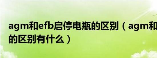 agm和efb启停电瓶的区别（agm和efb电瓶的区别有什么）