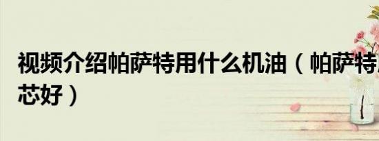 视频介绍帕萨特用什么机油（帕萨特用什么滤芯好）