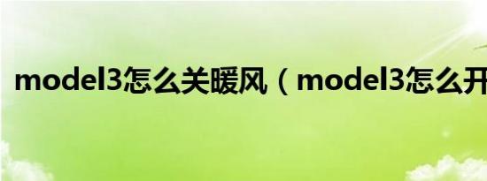 model3怎么关暖风（model3怎么开暖风）
