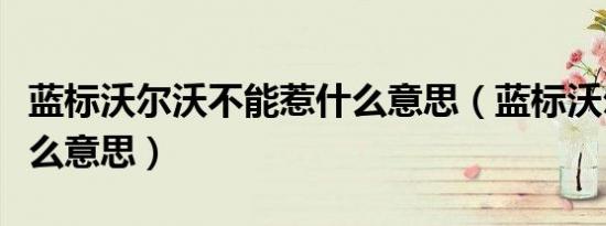 蓝标沃尔沃不能惹什么意思（蓝标沃尔沃是什么意思）