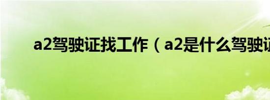 a2驾驶证找工作（a2是什么驾驶证）