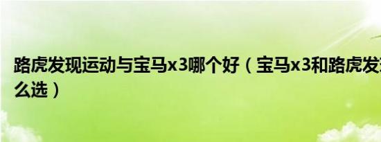 路虎发现运动与宝马x3哪个好（宝马x3和路虎发现运动版怎么选）