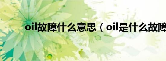 oil故障什么意思（oil是什么故障）