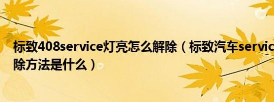 标致408service灯亮怎么解除（标致汽车service灯亮的消除方法是什么）