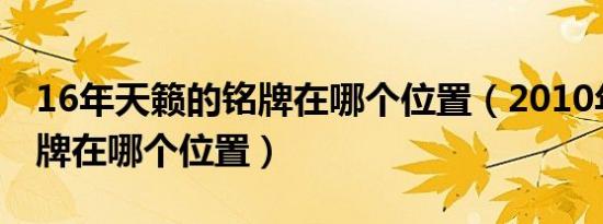 16年天籁的铭牌在哪个位置（2010年天籁铭牌在哪个位置）