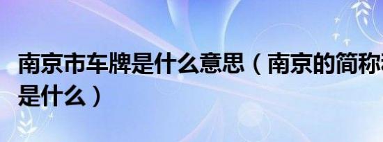 南京市车牌是什么意思（南京的简称和车牌号是什么）