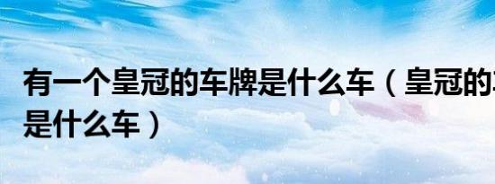 有一个皇冠的车牌是什么车（皇冠的车牌标志是什么车）