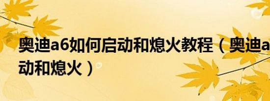 奥迪a6如何启动和熄火教程（奥迪a6如何启动和熄火）