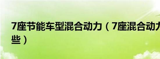 7座节能车型混合动力（7座混合动力车有哪些）
